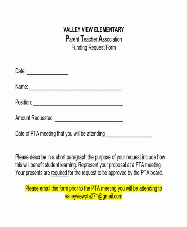 Funds Request form Template New Sample Funding Request form 10 Examples In Word Pdf