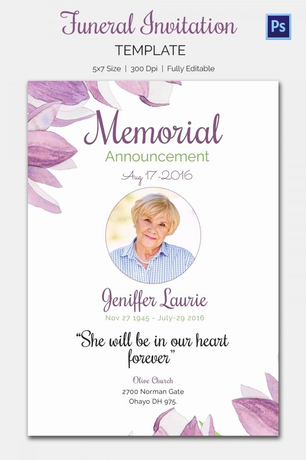 Funeral Memorial Card Template Awesome Funeral Invitation Template – 12 Free Psd Vector Eps Ai