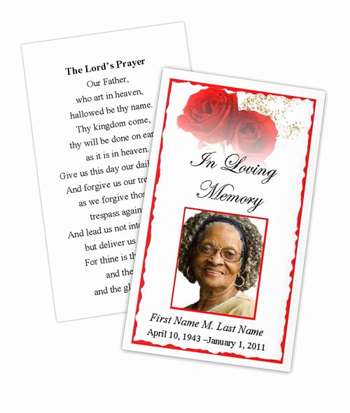 Funeral Memorial Card Template New Red Rose Memorial Prayer Card Template Elegant Memorials