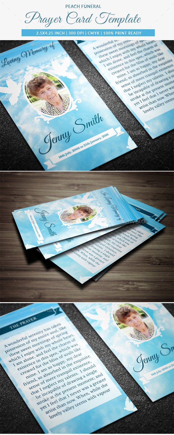 Funeral Prayer Cards Templates Fresh Peace Funeral Prayer Card Template by Creativesource