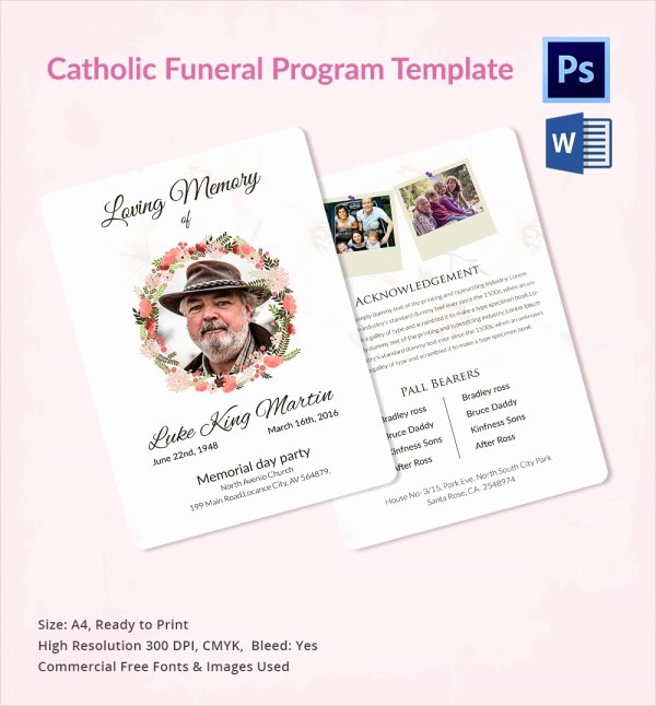 Funeral Program Templates Word Free Awesome Sample Catholic Funeral Program 12 Documents In Pdf