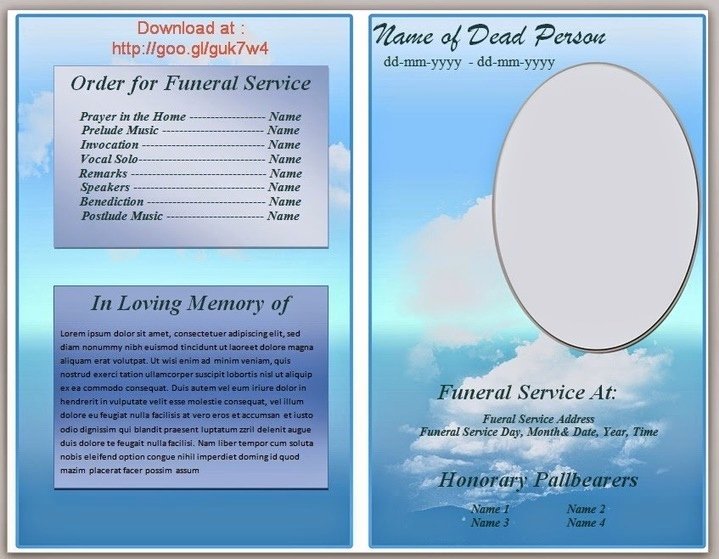 Funeral Program Templates Word Free Elegant Blue themed Funeral Program Template In Microso