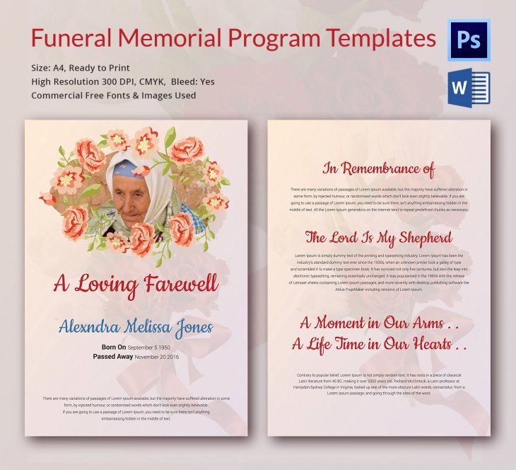Funeral Program Templates Word Free Inspirational 5 Funeral Memorial Templates – Free Word Pdf Psd