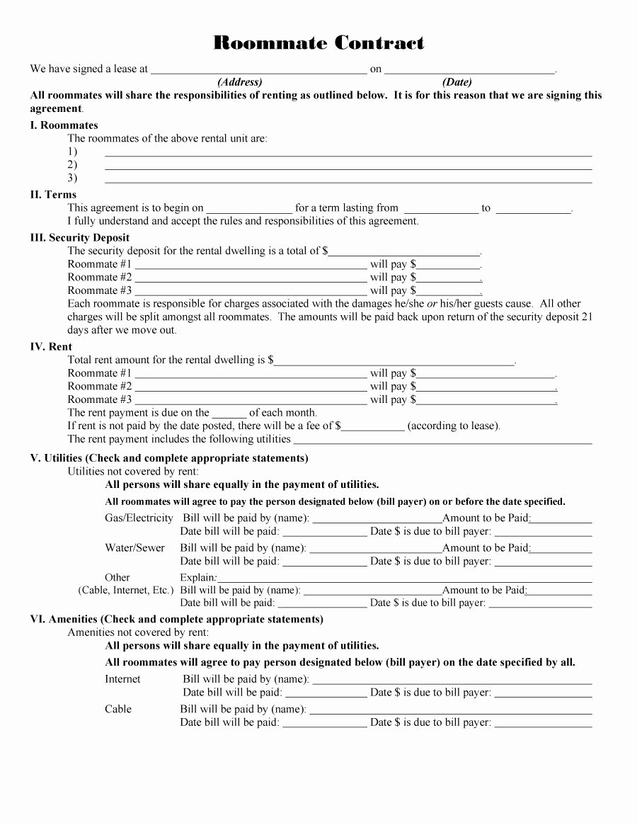 Funny Roommate Agreement Awesome 40 Free Roommate Agreement Templates &amp; forms Word Pdf