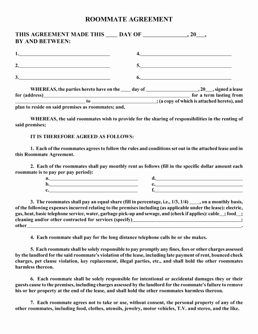 Funny Roommate Agreement Beautiful 40 Free Roommate Agreement Templates &amp; forms Word Pdf