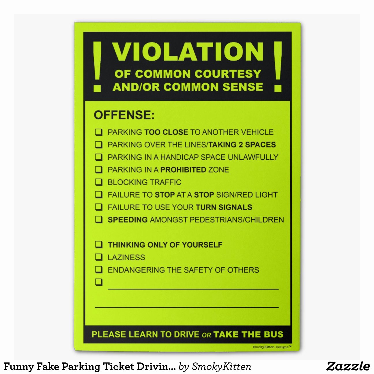 Gag order Sample Elegant Fake Parking Ticket Driving Citation Post It Notes