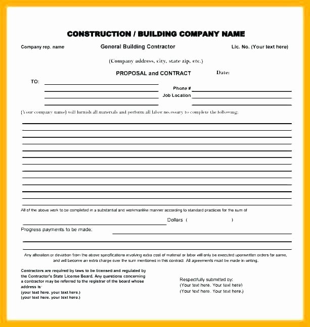 General Contractor Business Plan Template Beautiful Construction Proposal format