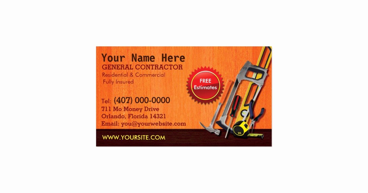 General Contractor Business Plan Template Fresh General Contractor Handyman Business Card Template