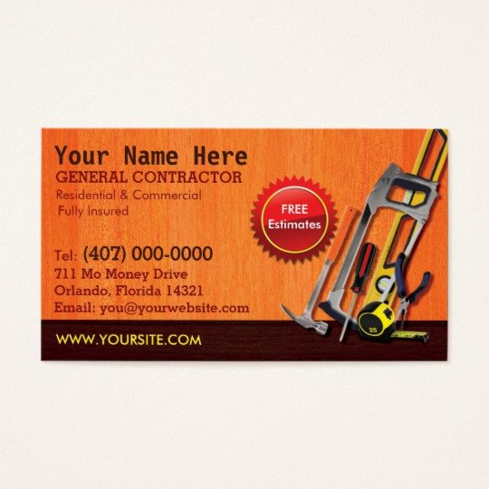 General Contractor Business Plan Template Lovely General Contractor Handyman Business Card Template