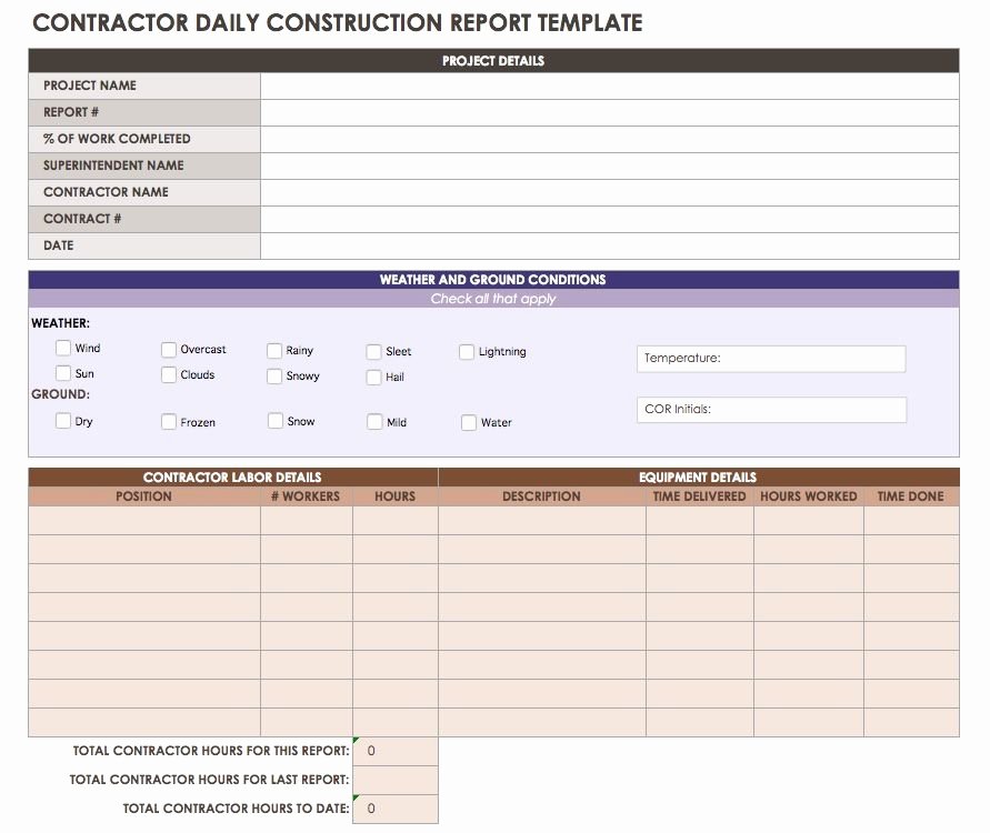 General Contractor Checklist Template Beautiful Construction Daily Reports Templates or software Smartsheet