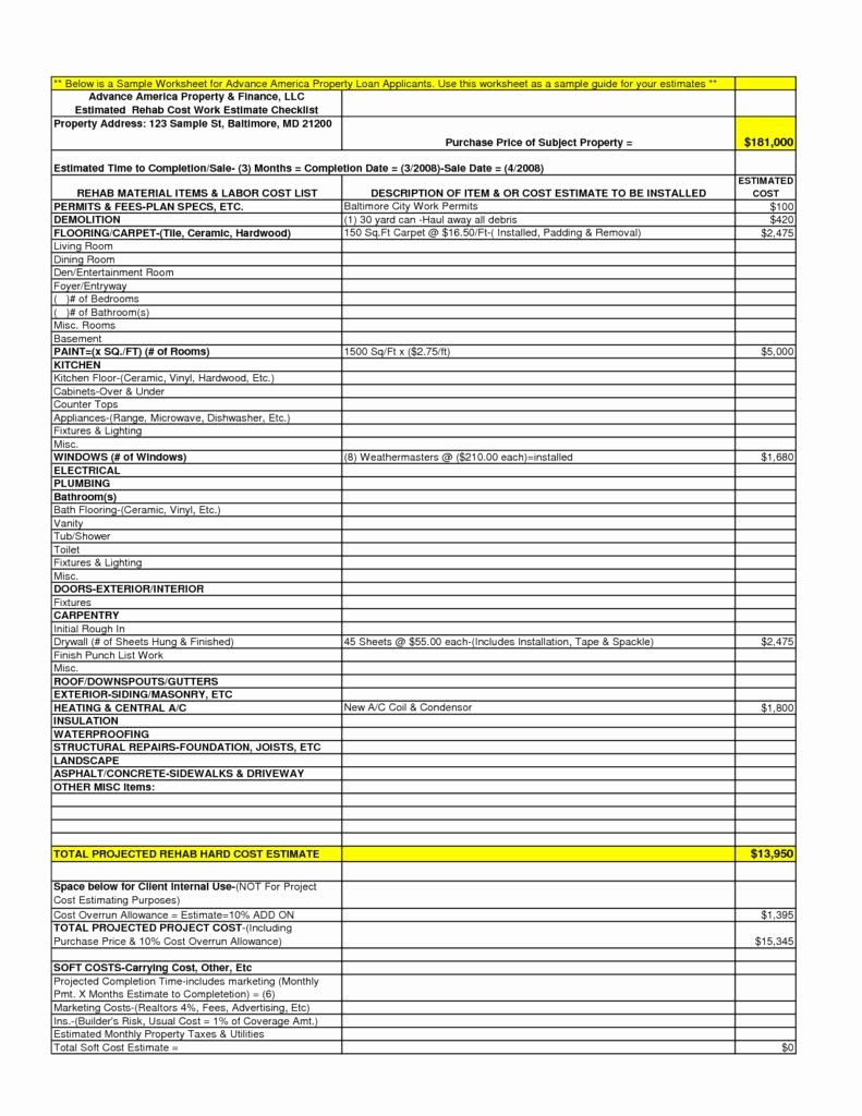 General Contractor Checklist Template Fresh Renovation A Bud Tags Gorgeous whole House Remodel