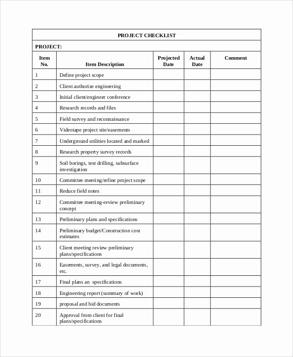 General Contractor Checklist Template Lovely Sample Project Checklist 8 Documents In Word Pdf