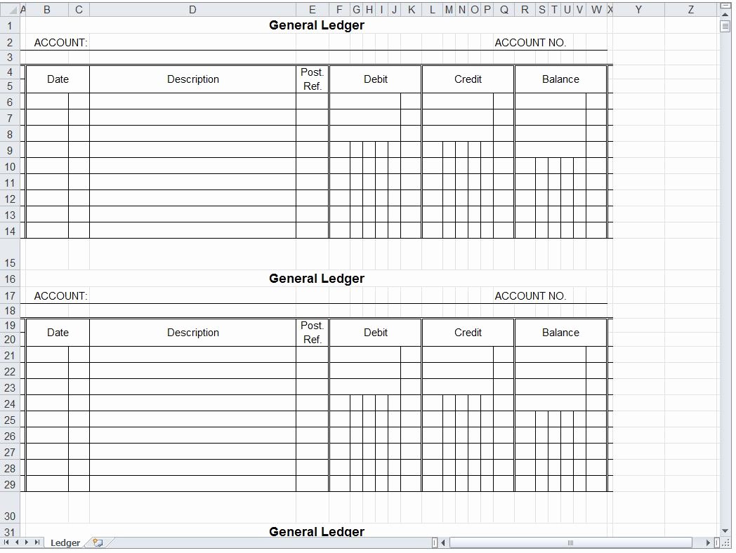 General Journal Template Excel Elegant General Ledger Spreadsheet