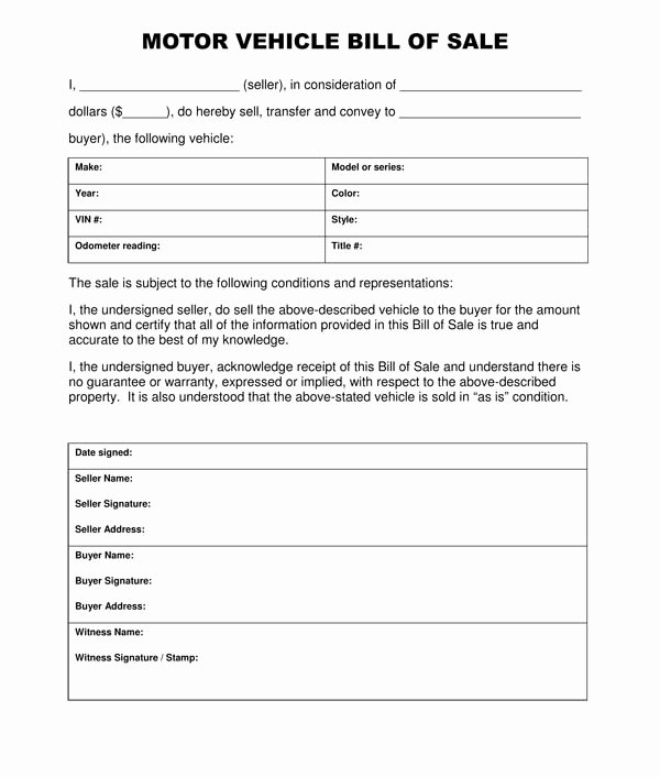 Generic Bill Of Sale form Printable Best Of Free Printable Auto Bill Of Sale form Generic