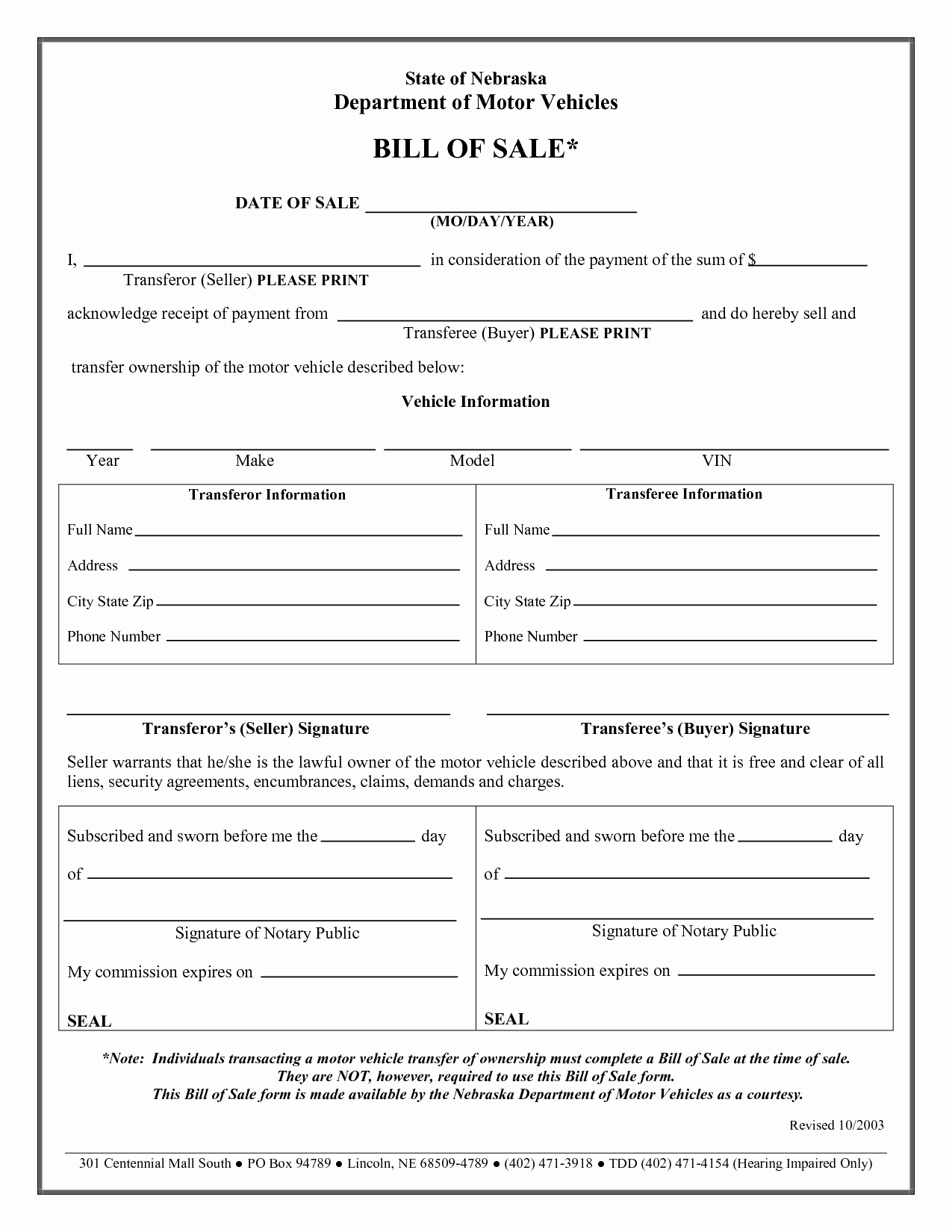Generic Bill Of Sale form Printable New Free Printable Auto Bill Of Sale form Generic