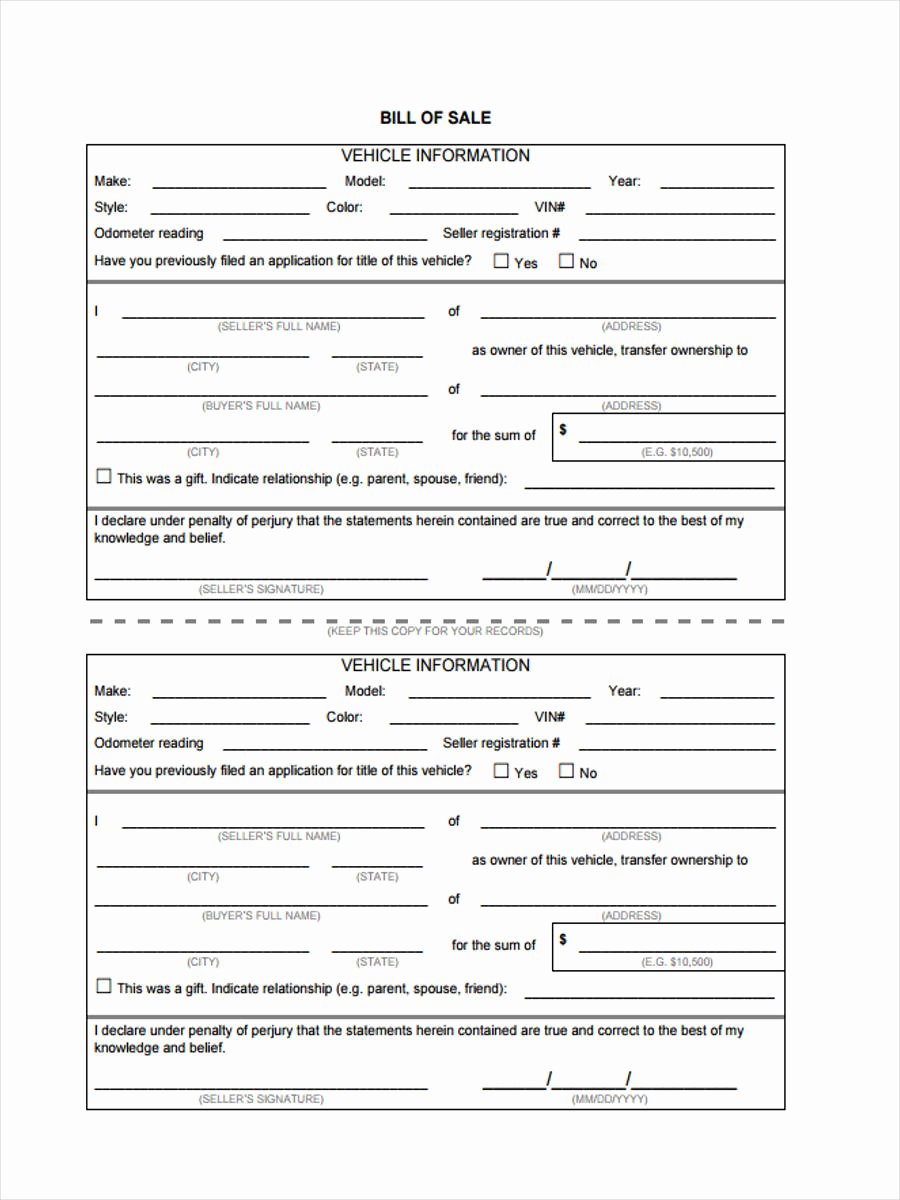 Generic Bill Of Sale form Printable Unique 7 Generic Bill Of Sale form Sample Free Sample Example