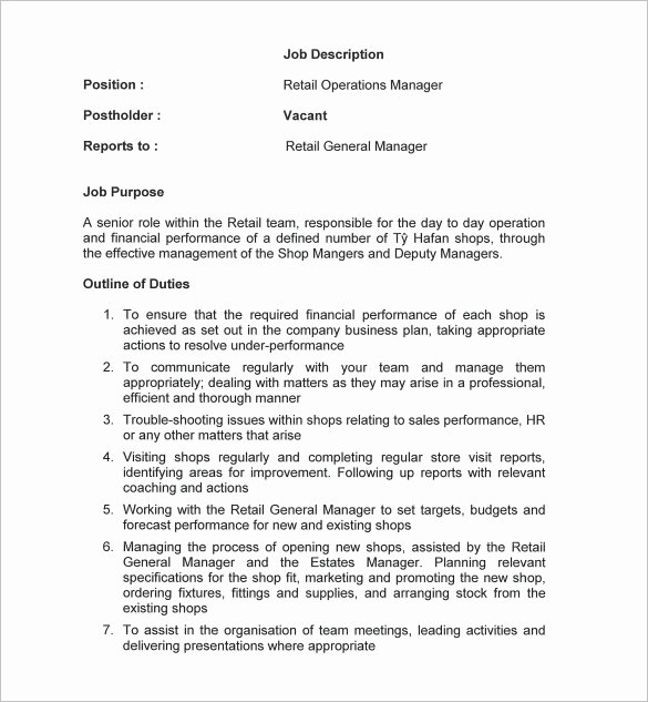 Generic Job Description Awesome 12 General Manager Job Description Templates – Free