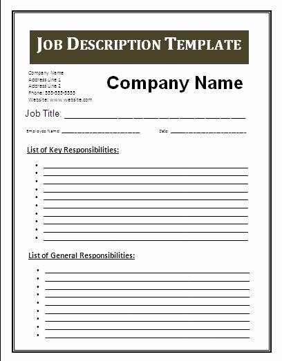 Generic Job Description Best Of 3 Job Description Template