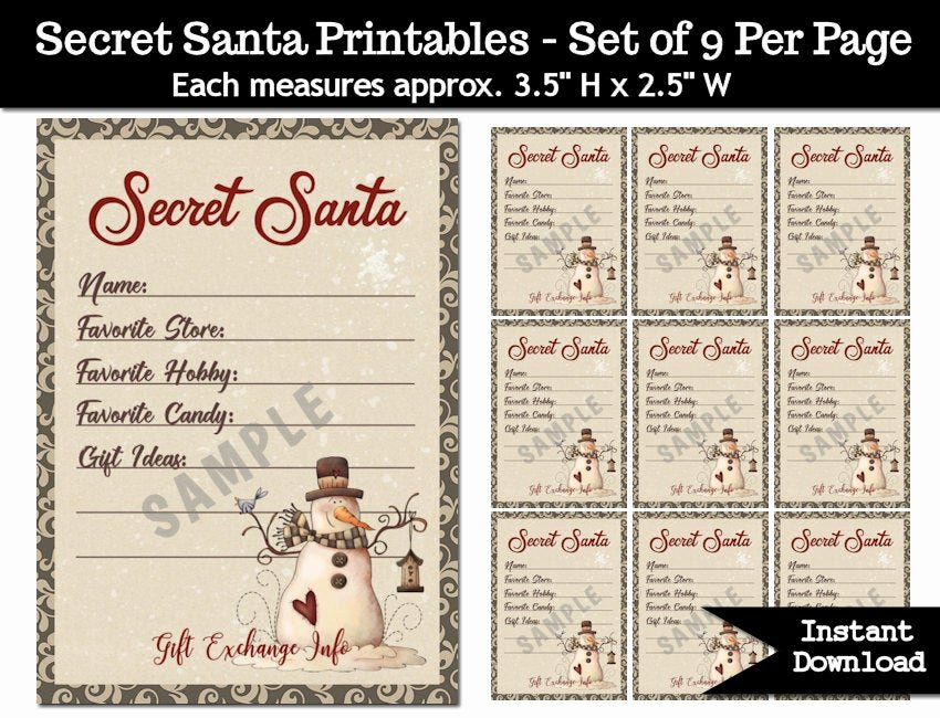 Gift Exchange Wish List Template Beautiful Secret Santa Gift Exchange Printable Pdf Christmas Party