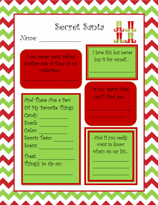 Gift Exchange Wish List Template Beautiful Secret Santa Questionnaire Holiday Celebrate
