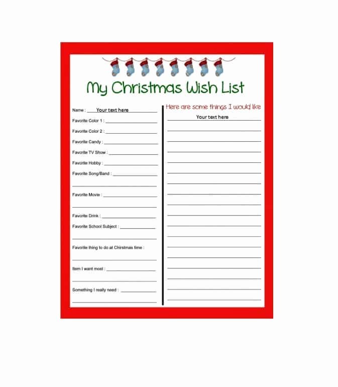 Gift Exchange Wish List Template Best Of 43 Printable Christmas Wish List Templates &amp; Ideas