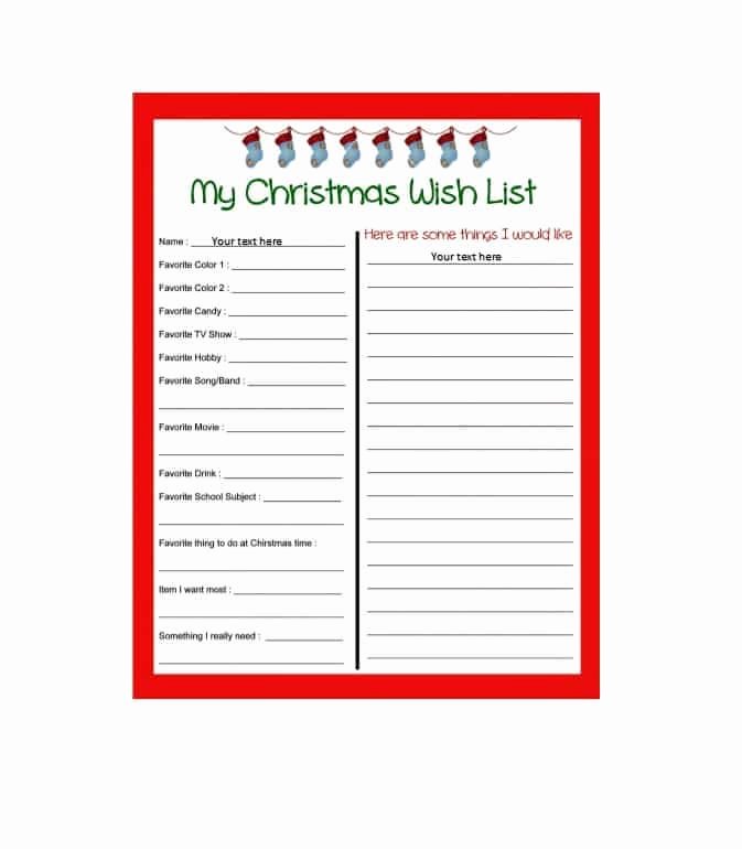 Gift Exchange Wish List Template Best Of 43 Printable Christmas Wish List Templates &amp; Ideas