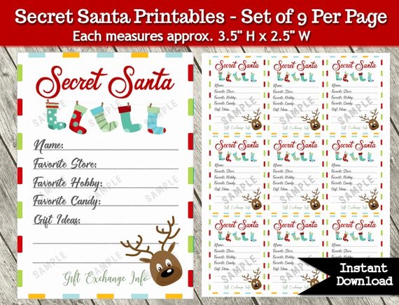Gift Exchange Wish List Template Fresh Secret Santa Gift Exchange Printable Pdf Christmas Party