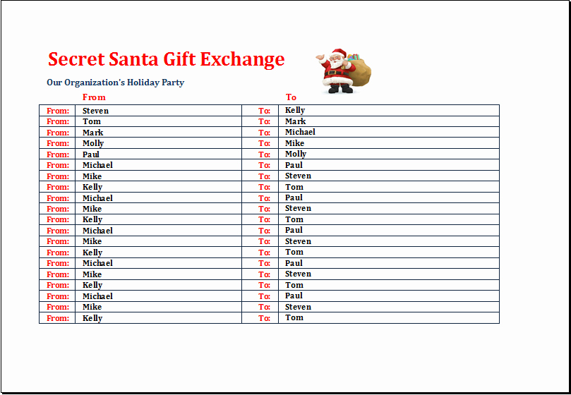 Gift Exchange Wish List Template Lovely Secret Santa Gift Exchange List Template