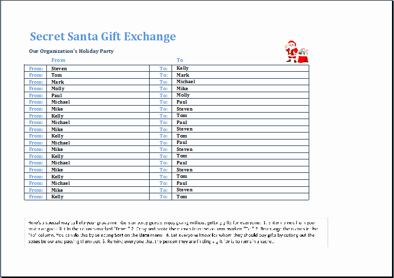 Gift Exchange Wish List Template Luxury Secret Santa Gift Exchange Template