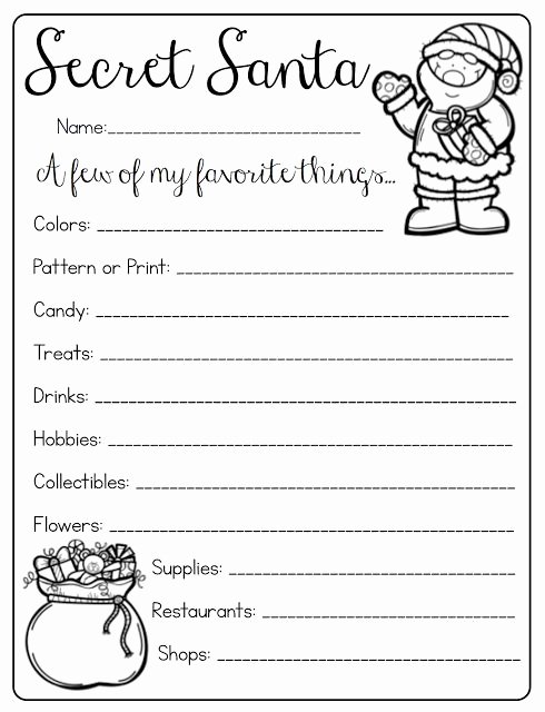 Gift Exchange Wish List Template Unique 1000 Ideas About Secret Santa Questionnaire On Pinterest