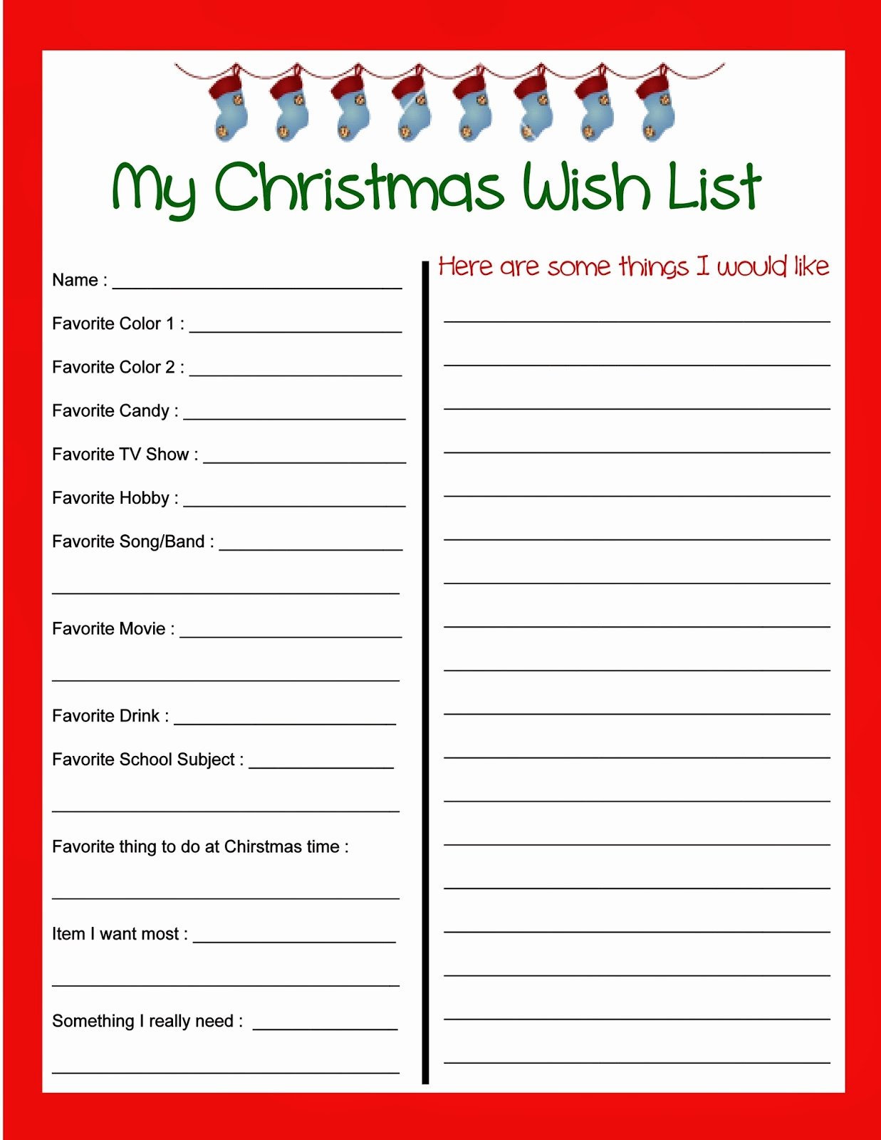 Gift Exchange Wish List Template Unique Stout Stop Christmas Wish List and Kids Letter to Santa