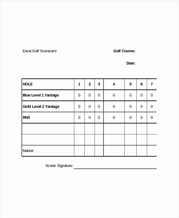Golf Scorecard Template Excel Luxury 10 Golf Scorecard Templates – Free Sample Example format
