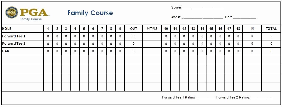 Golf Scorecard Template Fresh Scorecard Usga Rating