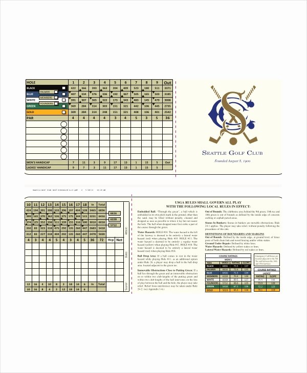 Golf Scorecard Template Inspirational 10 Golf Scorecard Templates Pdf Word Excel