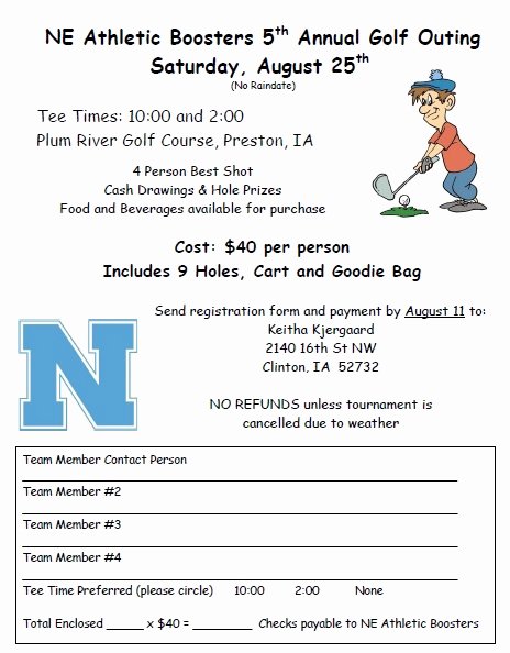 Golf tournament Entry forms Template Best Of northeast Munity School District athletic Booster