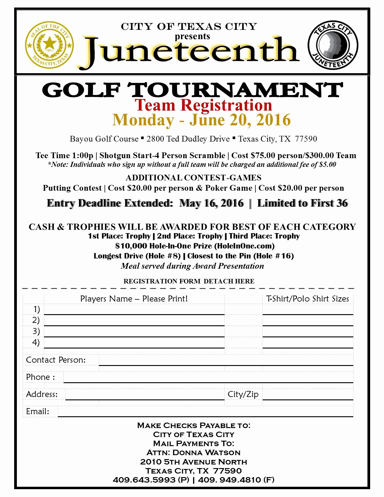 Golf tournament Entry forms Template New Juneteenth Golf tournament 2016