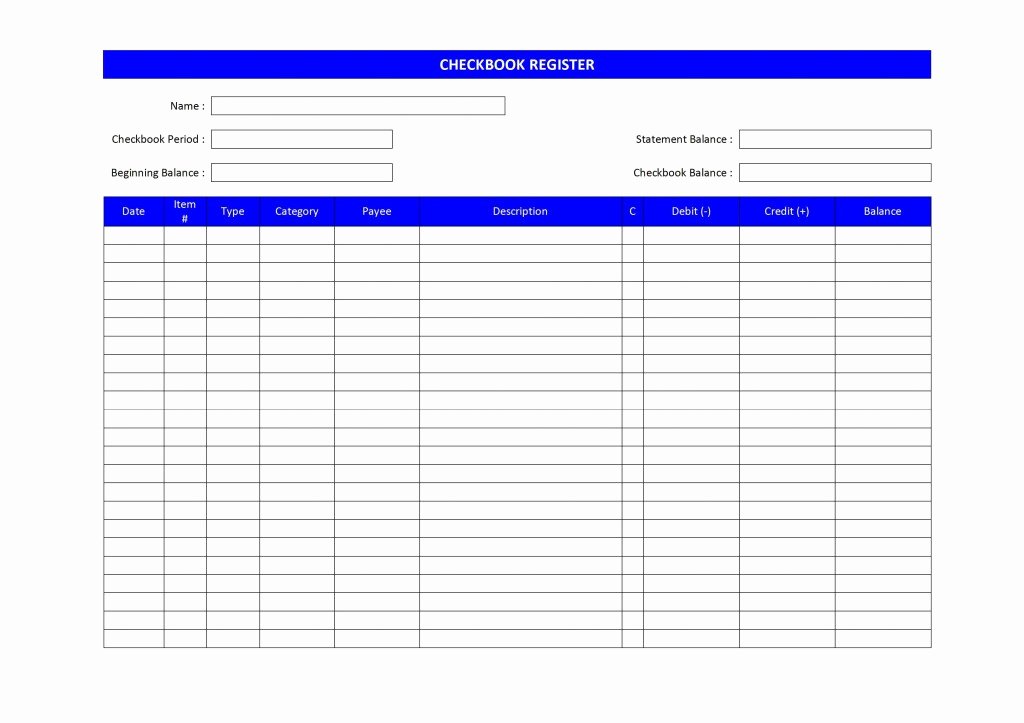 Google Docs Check Register Unique Checkbook Register Template