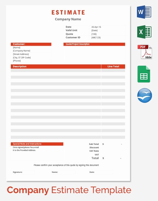 Google Docs Quote Template Elegant 26 Blank Estimate Templates Pdf Doc Excel Odt