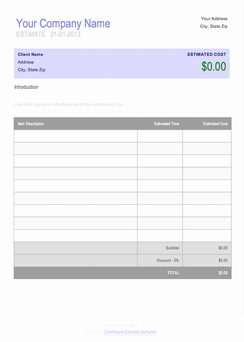 Google Docs Quote Template Elegant Free Invoice &amp; Timesheet Templates Cashboard