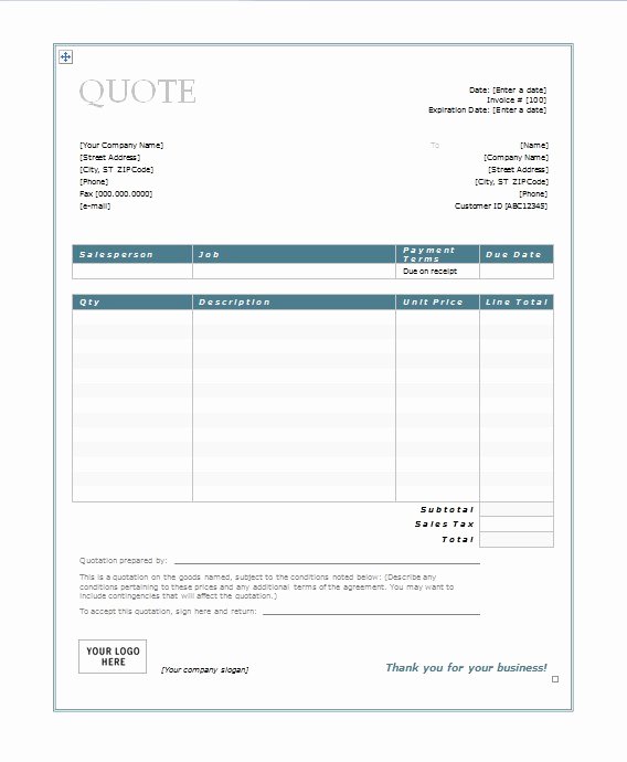 Google Docs Quote Template Inspirational Free Quotation Templates for Word &amp; Google Docs