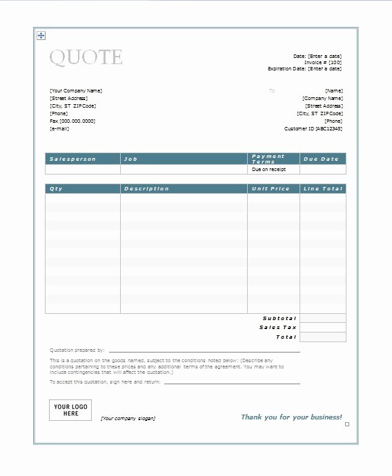 Google Docs Quote Template Inspirational Free Quotation Templates for Word &amp; Google Docs