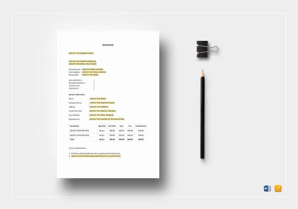 Google Docs Quote Template Luxury 13 formal Quotation Template Word Pdf Google Docs