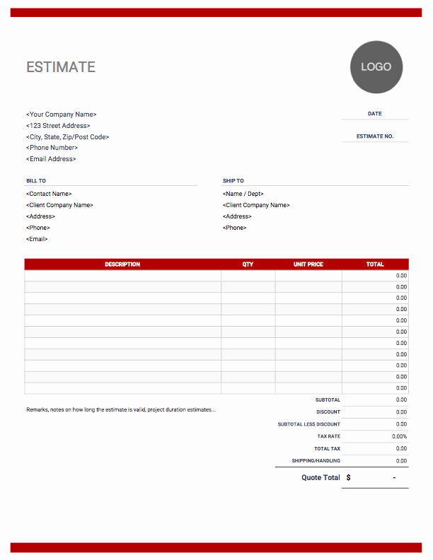 Google Docs Quote Template New Estimate Sheets – Rumble Design