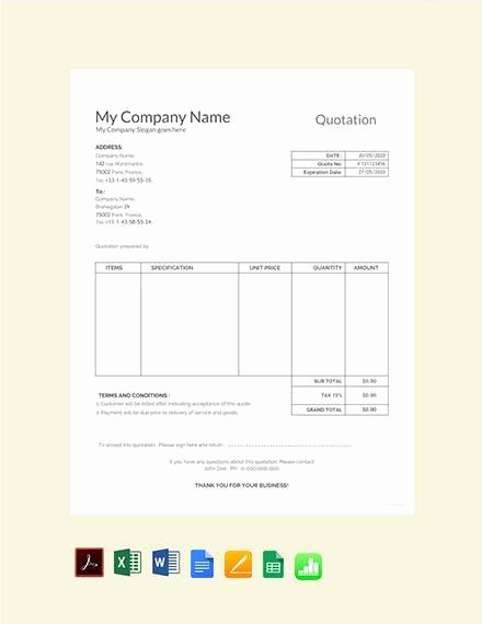 Google Docs Quote Template Unique 52 Quotation Templates Doc Pdf Excel