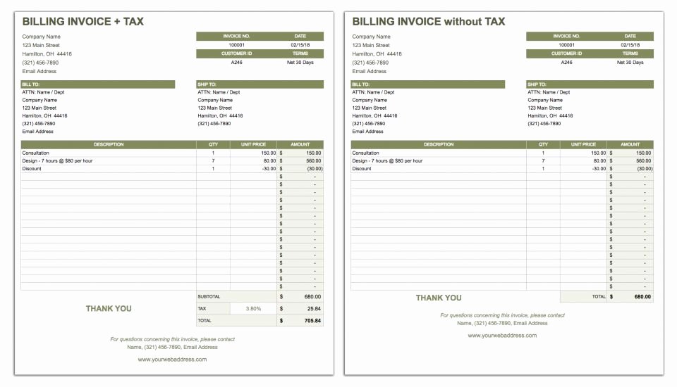 Google Sheet Invoice Template Fresh Free Google Docs Invoice Templates