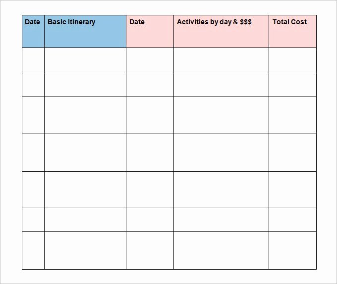 Google Sheets Travel Itinerary Template Awesome 10 Sample Itinerary format Templates Free Word Doc