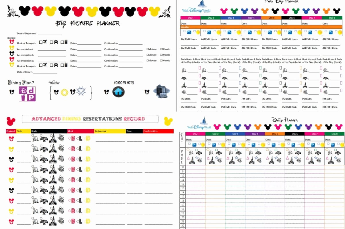 Google Sheets Travel Itinerary Template New Disney World Itinerary Template