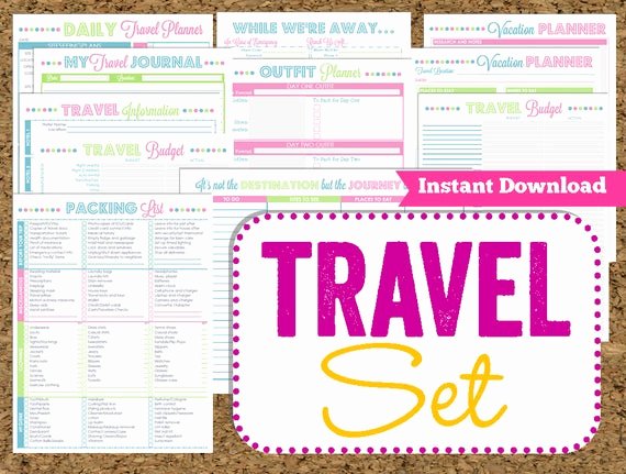 Google Sheets Travel Itinerary Template New Instant Download Travel Printables Vacation Planner 14 Pdf