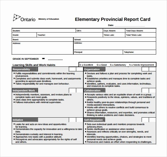 Grade Progress Report Template Awesome 14 Sample Report Cards Pdf Word Excel Pages