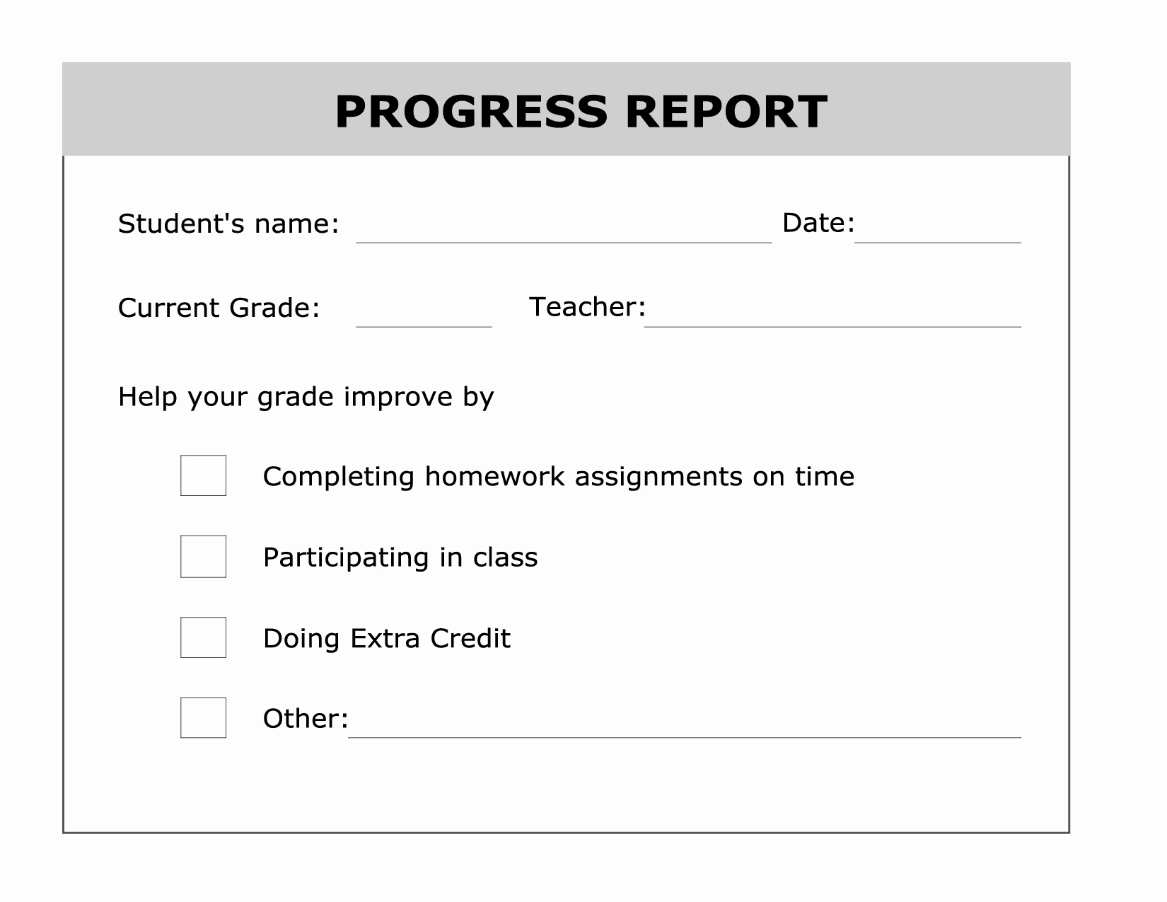 Grade Progress Report Template Elegant Printable Progress Report Template